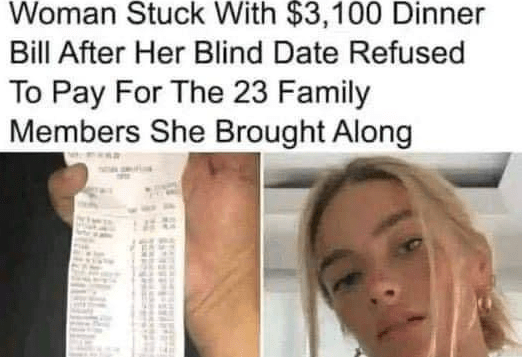 Woman Goes On A Blinde Date, Invites Family Members