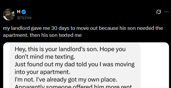 Landlord Gives 30 Days To Move Out..